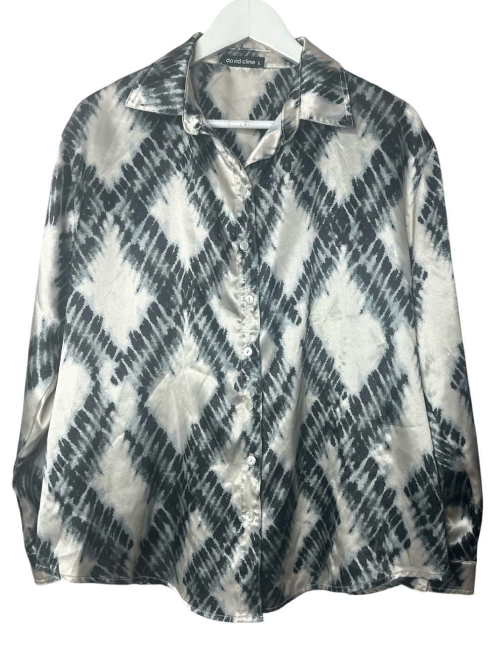 David Cline Neutral Button Up Blouse Size Large